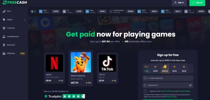FreeCash | Oyun Oynayarak Para Kazanma